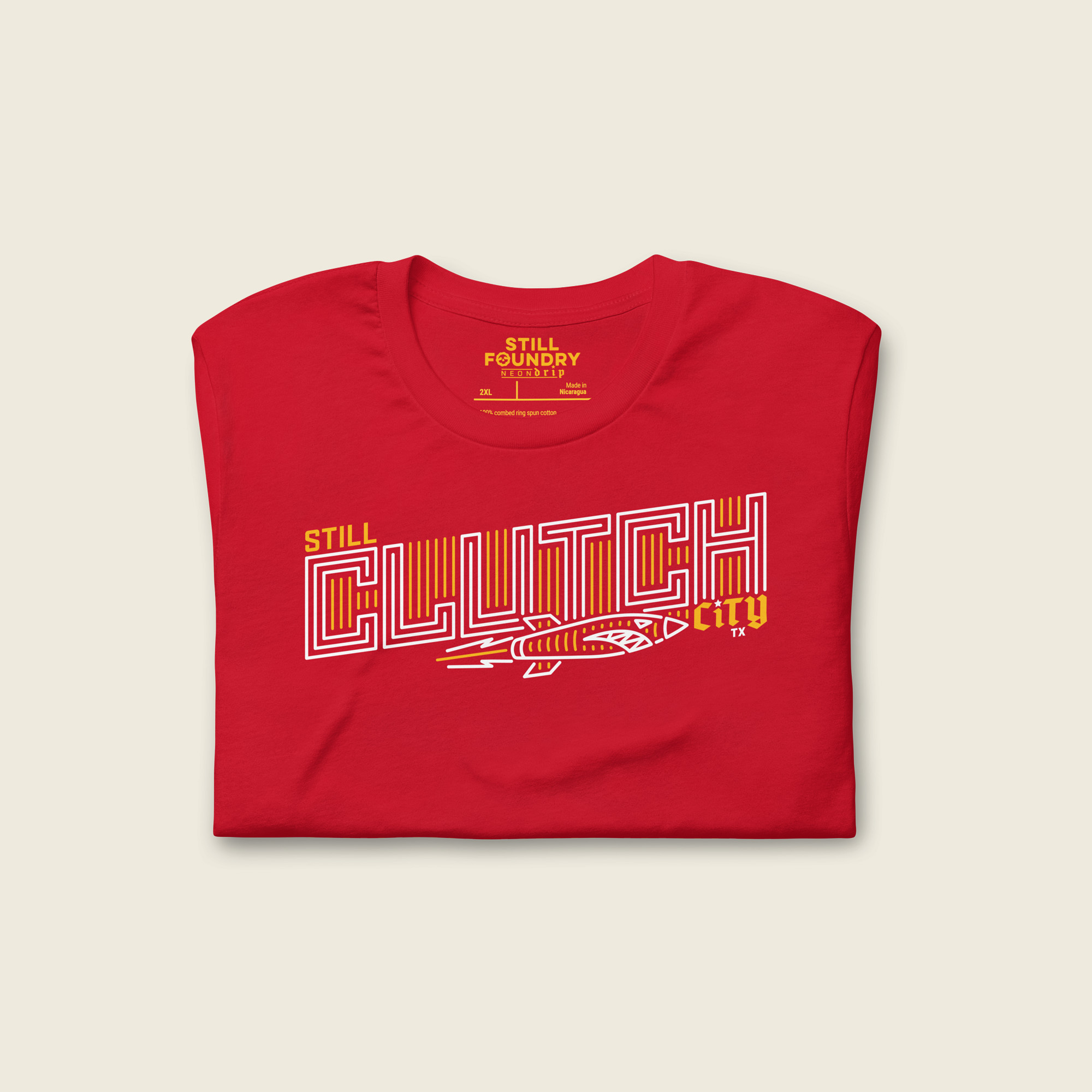 neon clutch red uni shirt f